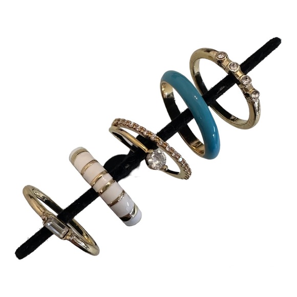 Banana Republic Jewelry - Banana Republic | Set of 5 Rings | Gold, White & Blue | Size 6